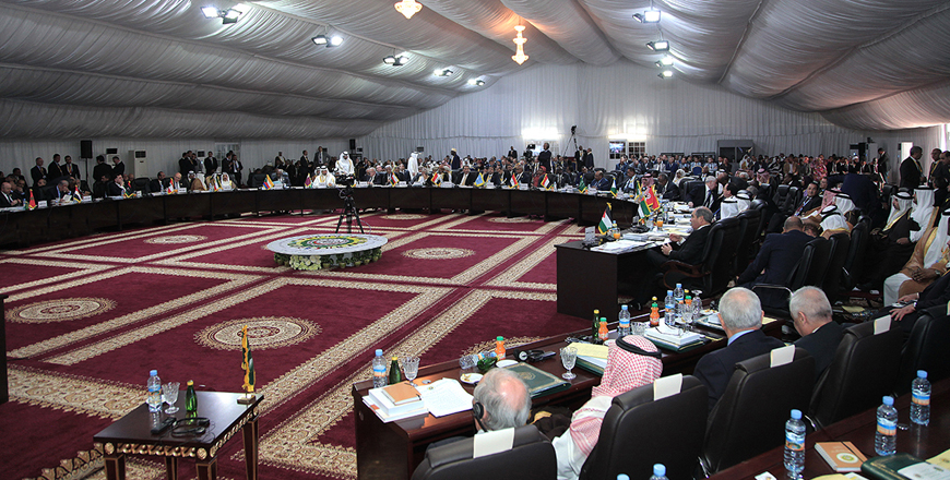 Arab leaders attend the opening session of the Arab summit in Nouakchott on Monday (Petra photo)